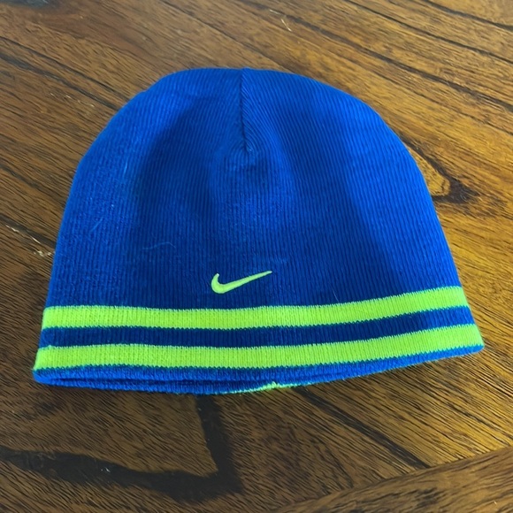 NIKE Knit Cap Youth Size Reversible Blue Yellow - Picture 2 of 5